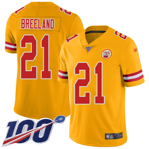 Nike Chiefs #21 Bashaud Breeland Gold Men's Stitched NFL Limited Inverted Legend 100th Season Jersey Nike Chiefs #21 Bashaud Breeland Gold Men's Stitched NFL Limited Inverted Legend 100th Season Jersey
