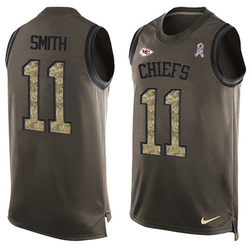 Nike Chiefs #11 Alex Smith Green Men's Stitched NFL Limited Salute To Service Tank Top Jersey Nike Chiefs #11 Alex Smith Green Men's Stitched NFL Limited Salute To Service Tank Top Jersey