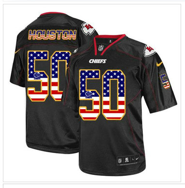 NEW Kansas City Chiefs #50 Justin Houston Black NFL Elite USA Flag Fashion Jersey