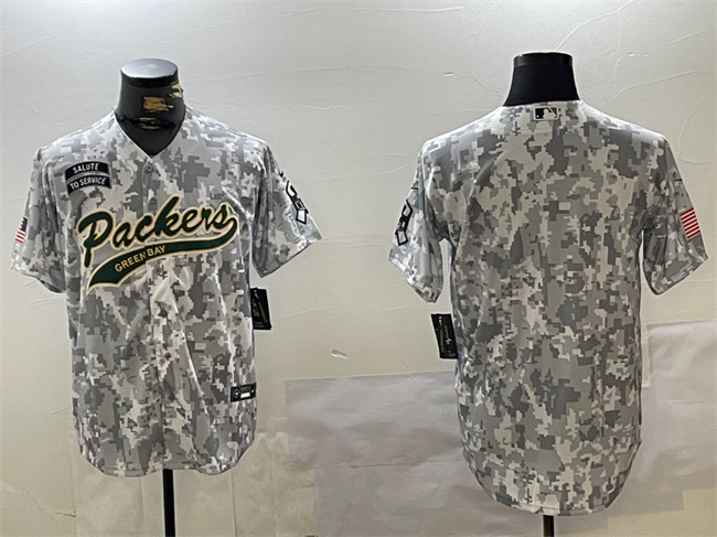 Men's Green Bay Packers Blank 2024 Arctic Camo Salute To Service Stitched Baseball Jersey Men's Green Bay Packers Blank 2024 Arctic Camo Salute To Service Stitched Baseball Jersey