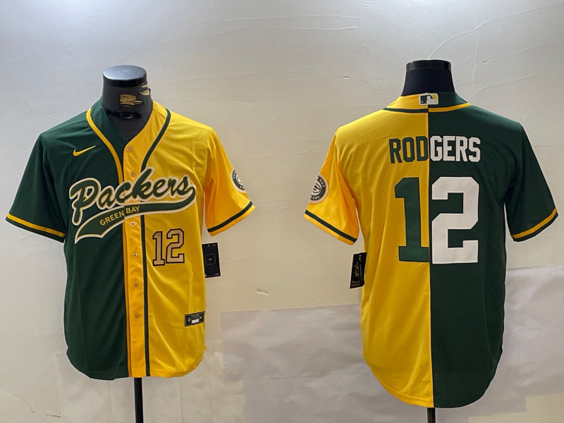 Men's Green Bay Packers #12 Aaron Rodgers Green Cool Base Stitched Baseball Jersey 9