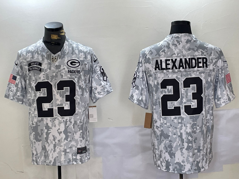 men's green bay packers #23 jaire alexander 2024 f.u.s.e arctic camo salute to service limited stitched football jersey_副本