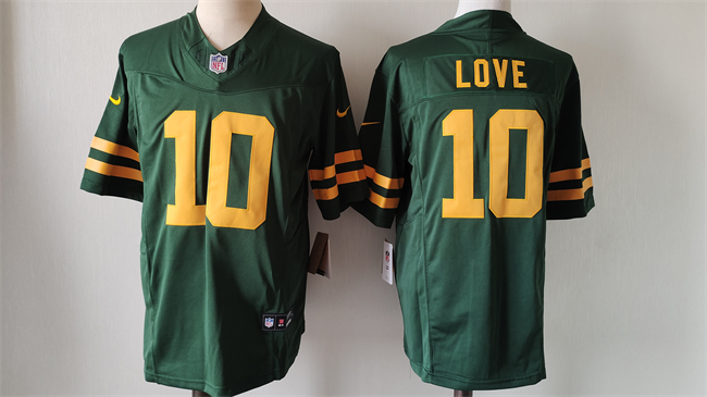 Men's Green Bay Packers #10 Jordan Love Green Color Rush 2023 F.U.S.E. Limited Stitched Football Jersey Men's Green Bay Packers #10 Jordan Love Green Color Rush 2023 F.U.S.E. Limited Stitched Football Jersey