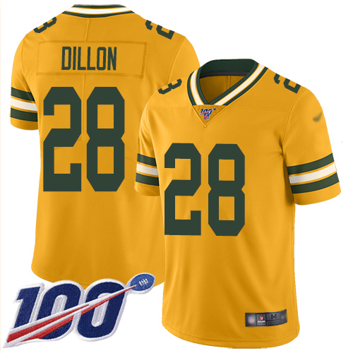 Nike Packers #28 AJ Dillon Gold Men's Stitched NFL Limited Inverted Legend 100th Season Jersey Nike Packers #28 AJ Dillon Gold Men's Stitched NFL Limited Inverted Legend 100th Season Jersey