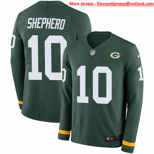 Nike Packers #10 Darrius Shepherd Green Team Color Men's Stitched NFL Limited Therma Long Sleeve Jersey