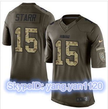 Nike Green Bay Packers #15 Bart Starr Green Men's Stitched NFL Limited Salute To Service Jersey