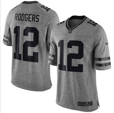 Nike Green Bay Packers #12 Aaron Rodgers Gray Men's Stitched NFL Limited Gridiron Gray Jersey