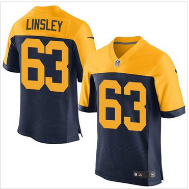 Nike Green Bay Packers #63 Corey Linsley Navy Blue Alternate Men's Stitched NFL New Elite Jersey