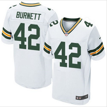 Nike Green Bay Packers #42 Morgan Burnett White Men's Stitched NFL Elite Jersey