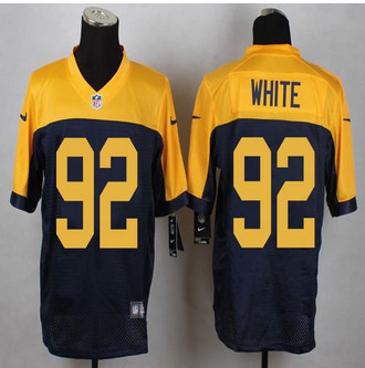 New Packers #92 Green Bay Packers White Navy Blue Alternate Men's Stitched NFL New Elite Jersey