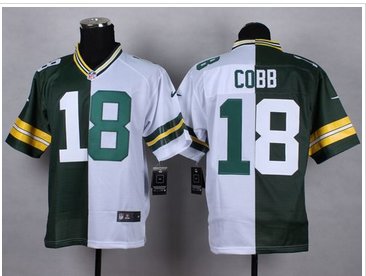 NEW Green Bay Packers #18 Randall Cobb Green White NFL Elite Split Jersey
