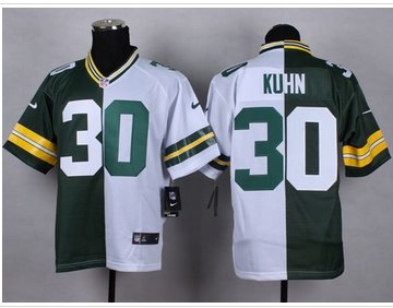 NEW Green Bay Packers #30 John Kuhn Green White NFL Elite Split Jersey