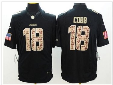 NEW Green Bay Packers #18 Randall Cobb Black NFL Limited Salute to Service Jersey