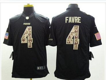 NEW Green Bay Packers #4 Brett Favre Black NFL Limited Salute to Service Jersey