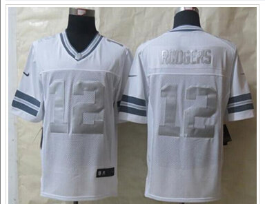 New Green Bay Packers #12 Aaron Rodgers White NFL Limited Platinum Jersey