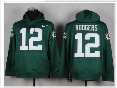 Green Bay Packers #12 Aaron Rodgers Green Pullover NFL Hoodie