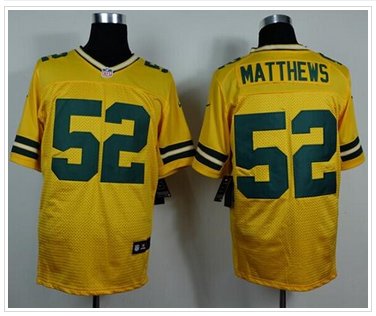 NEW Green Bay Packers #52 Clay Matthews Yellow Alternate NFL Elite Jersey