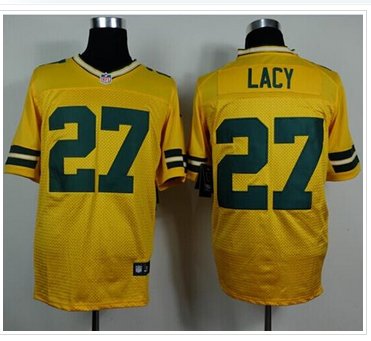 NEW Green Bay Packers #27 Eddie Lacy Yellow Alternate NFL Elite Jersey
