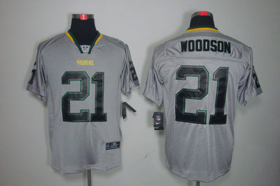 NEW NFL Green Bay Packers 21 Charles Woodson Lights Out Grey Jerseys(Elite)