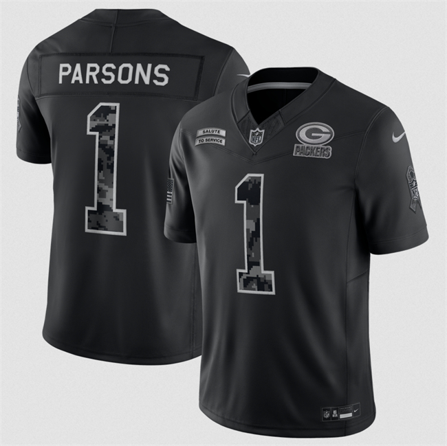Men's Green Bay Packers #1 Micah Parsons Black F.U.S.E. 2026 Salute to Service Limited Stitched Football Jersey