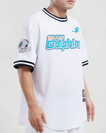 Custom MEN'S NFL Miami Dolphins Jersey LOGO CLASSIC MESH BUTTON UP SHIRT White