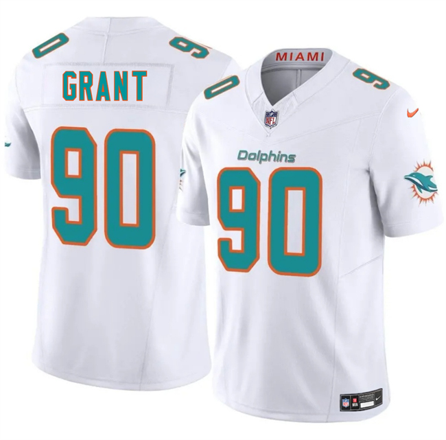 Men's Miami Dolphins #90 Kenneth Grant White 2025 Draft F.U.S.E. Vapor Limited Stitched Football Jersey Men's Miami Dolphins #90 Kenneth Grant White 2025 Draft F.U.S.E. Vapor Limited Stitched Football Jersey