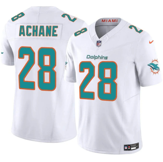 Men's Miami Dolphins #28 De'Von Achane White 2024 F.U.S.E Vapor Limited Stitched Football Jersey Men's Miami Dolphins #28 De'Von Achane White 2024 F.U.S.E Vapor Limited Stitched Football Jersey