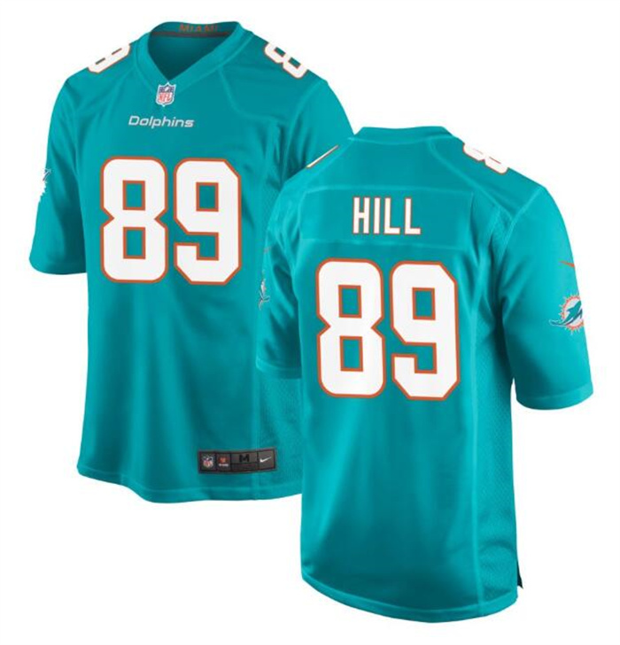 Men's Miami Dolphins #89 Julian Hill Aqua Stitched Game Jersey Men's Miami Dolphins #89 Julian Hill Aqua Stitched Game Jersey
