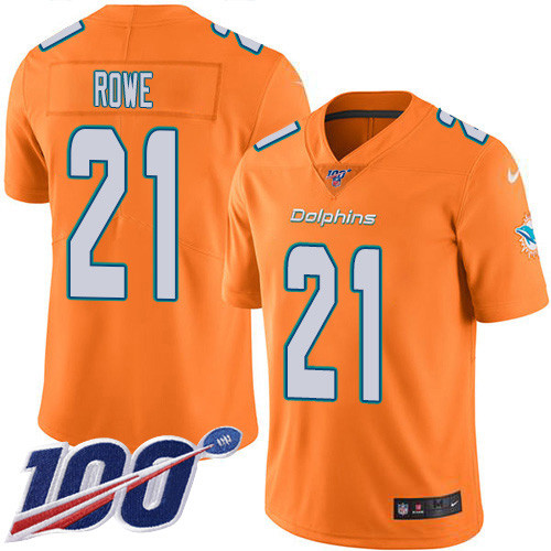 Nike Dolphins #21 Eric Rowe Orange Men's Stitched NFL Limited Rush 100th Season Jersey Nike Dolphins #21 Eric Rowe Orange Men's Stitched NFL Limited Rush 100th Season Jersey