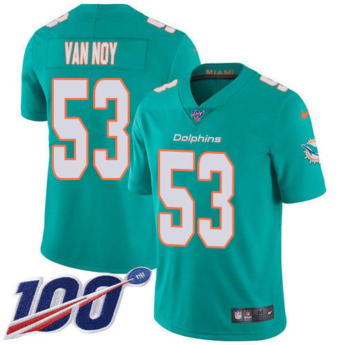 Nike Dolphins #53 Kyle Van Noy Aqua Green Team Color Men's Stitched NFL 100th Season Vapor Untouchable Limited Jersey Nike Dolphins #53 Kyle Van Noy Aqua Green Team Color Men's Stitched NFL 100th Season Vapor Untouchable Limited Jersey