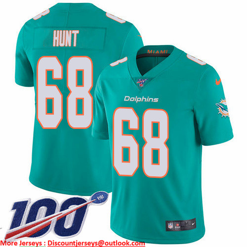 Nike Dolphins #68 Robert Hunt Aqua Green Team Color Men's Stitched NFL 100th Season Vapor Untouchable Limited Jersey Nike Dolphins #68 Robert Hunt Aqua Green Team Color Men's Stitched NFL 100th Season Vapor Untouchable Limited Jersey