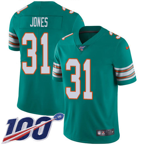 Nike Dolphins #31 Byron Jones Aqua Green Alternate Men's Stitched NFL 100th Season Vapor Untouchable Limited Jersey Nike Dolphins #31 Byron Jones Aqua Green Alternate Men's Stitched NFL 100th Season Vapor Untouchable Limited Jersey