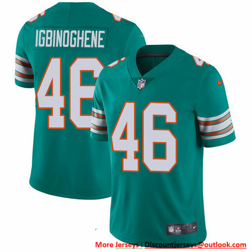 Nike Dolphins #46 Noah Igbinoghene Aqua Green Alternate Men's Stitched NFL Vapor Untouchable Limited Jersey Nike Dolphins #46 Noah Igbinoghene Aqua Green Alternate Men's Stitched NFL Vapor Untouchable Limited Jersey