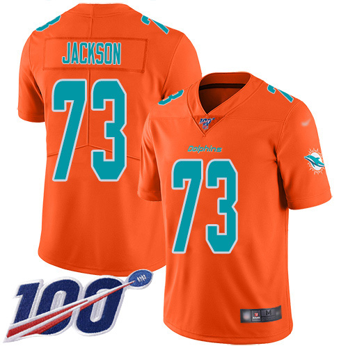 Nike Dolphins #73 Austin Jackson Orange Men's Stitched NFL Limited Inverted Legend 100th Season Jersey Nike Dolphins #73 Austin Jackson Orange Men's Stitched NFL Limited Inverted Legend 100th Season Jersey