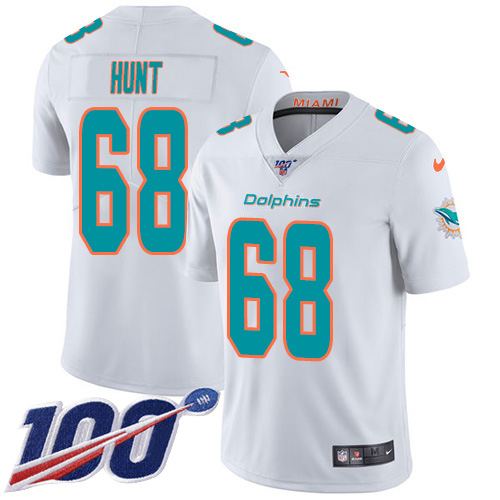 Nike Dolphins #68 Robert Hunt White Men's Stitched NFL 100th Season Vapor Untouchable Limited Jersey Nike Dolphins #68 Robert Hunt White Men's Stitched NFL 100th Season Vapor Untouchable Limited Jersey