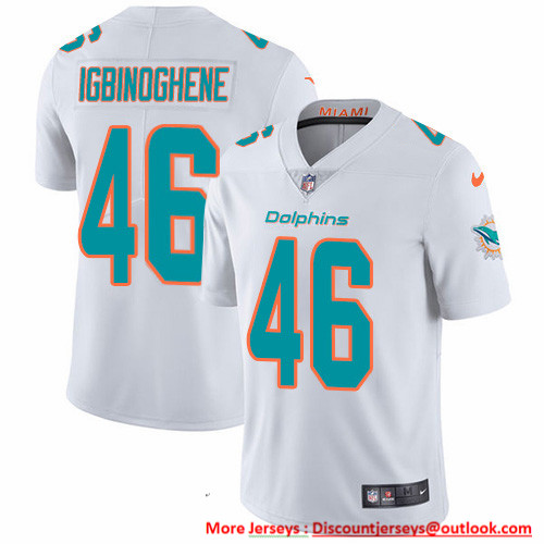 Nike Dolphins #46 Noah Igbinoghene White Men's Stitched NFL Vapor Untouchable Limited Jersey Nike Dolphins #46 Noah Igbinoghene White Men's Stitched NFL Vapor Untouchable Limited Jersey