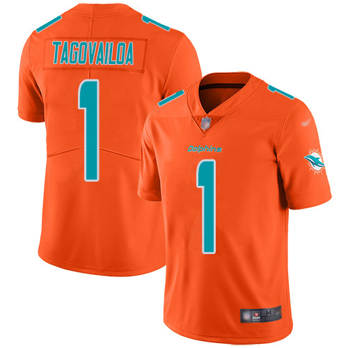 Nike Dolphins #1 Tua Tagovailoa Orange Men's Stitched NFL Limited Inverted Legend Jersey Nike Dolphins #1 Tua Tagovailoa Orange Men's Stitched NFL Limited Inverted Legend Jersey