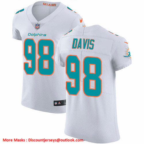 Nike Dolphins #98 Raekwon Davis White Men's Stitched NFL New Elite Jersey Nike Dolphins #98 Raekwon Davis White Men's Stitched NFL New Elite Jersey