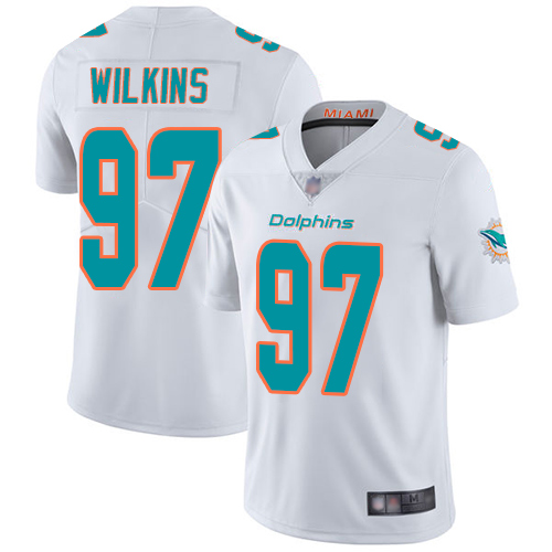 Dolphins #97 Christian Wilkins White Men's Stitched Football Vapor Untouchable Limited Jersey Dolphins #97 Christian Wilkins White Men's Stitched Football Vapor Untouchable Limited Jersey