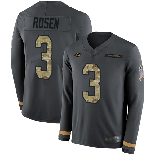 Dolphins #3 Josh Rosen Anthracite Salute to Service Men's Stitched Football Limited Therma Long Sleeve Jersey Dolphins #3 Josh Rosen Anthracite Salute to Service Men's Stitched Football Limited Therma Long Sleeve Jersey