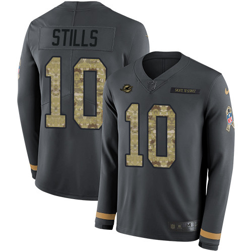 Nike Dolphins #10 Kenny Stills Anthracite Salute to Service Men's Stitched NFL Limited Therma Long Sleeve Jersey Nike Dolphins #10 Kenny Stills Anthracite Salute to Service Men's Stitched NFL Limited Therma Long Sleeve Jersey