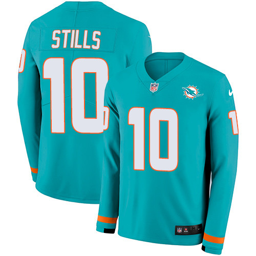 Nike Dolphins #10 Kenny Stills Aqua Green Team Color Men's Stitched NFL Limited Therma Long Sleeve Jersey Nike Dolphins #10 Kenny Stills Aqua Green Team Color Men's Stitched NFL Limited Therma Long Sleeve Jersey