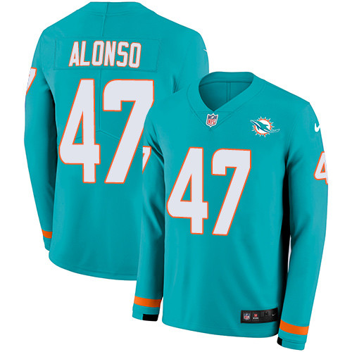 Nike Dolphins #47 Kiko Alonso Aqua Green Team Color Men's Stitched NFL Limited Therma Long Sleeve Jersey Nike Dolphins #47 Kiko Alonso Aqua Green Team Color Men's Stitched NFL Limited Therma Long Sleeve Jersey