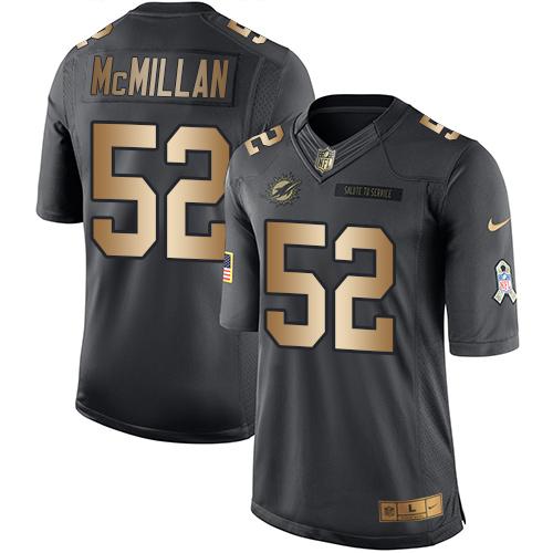 Nike Dolphins #52 Raekwon McMillan Black Men's Stitched NFL Limited Gold Salute To Service Jersey Nike Dolphins #52 Raekwon McMillan Black Men's Stitched NFL Limited Gold Salute To Service Jersey