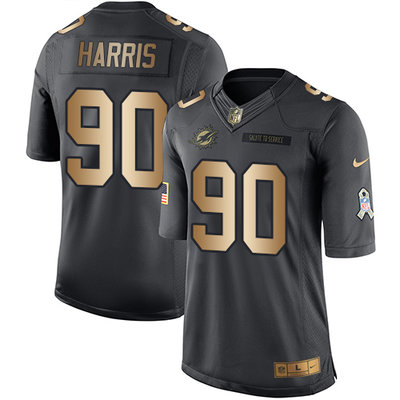 Nike Dolphins #90 Charles Harris Black Men's Stitched NFL Limited Gold Salute To Service Jersey Nike Dolphins #90 Charles Harris Black Men's Stitched NFL Limited Gold Salute To Service Jersey