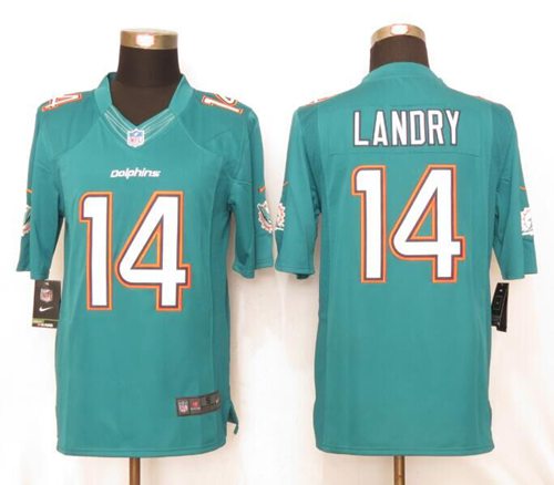 Nike Dolphins #14 Jarvis Landry Aqua Green Team Color Men's Stitched NFL Limited Jersey Nike Dolphins #14 Jarvis Landry Aqua Green Team Color Men's Stitched NFL Limited Jersey