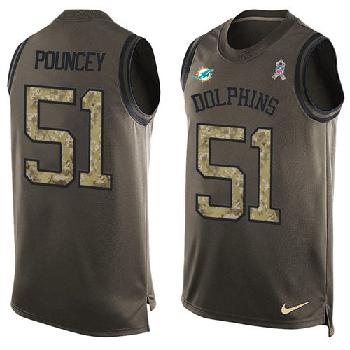 Nike Dolphins #51 Mike Pouncey Green Men's Stitched NFL Limited Salute To Service Tank Top Jersey Nike Dolphins #51 Mike Pouncey Green Men's Stitched NFL Limited Salute To Service Tank Top Jersey