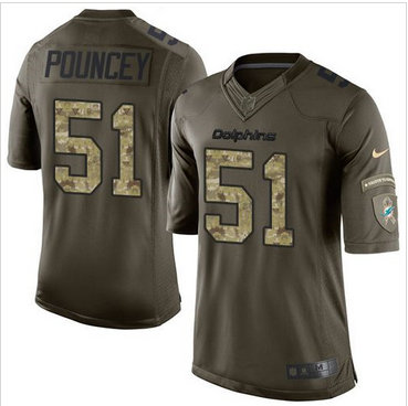 Nike Miami Dolphins #51 Mike Pouncey Green Men's Stitched NFL Limited Salute to Service Jersey