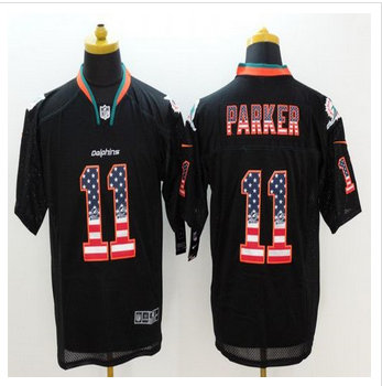 New Miami Dolphins #11 DeVante Parker Black Men's Stitched NFL Elite USA Flag Fashion Jersey New Miami Dolphins #11 DeVante Parker Black Men's Stitched NFL Elite USA Flag Fashion Jersey