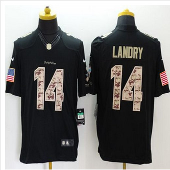 Nike Miami Dolphins #14 Jarvis Landry Black Men''s Stitched NFL Limited Salute to Service Jersey